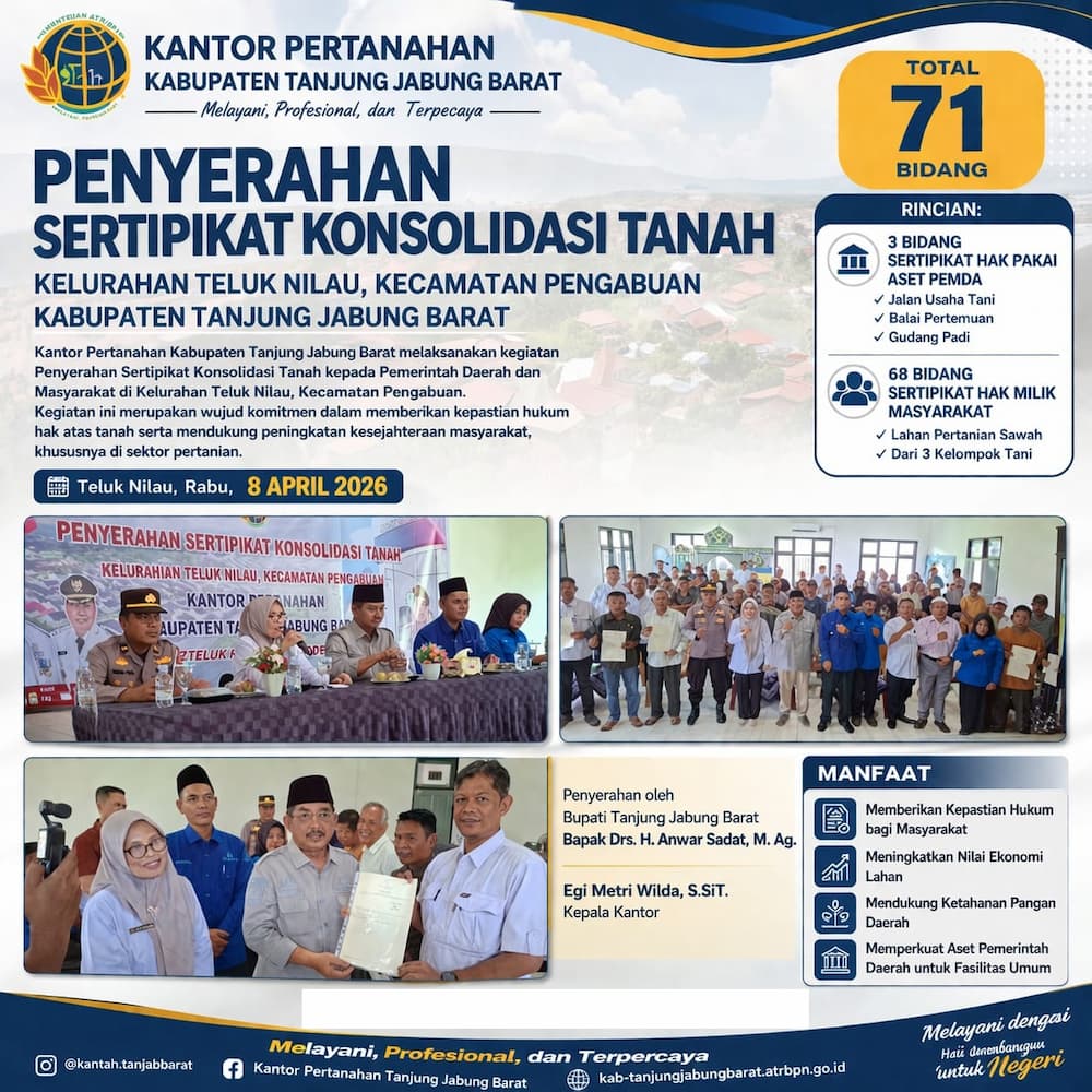 Warga Teluk Nilau Terima Sertipikat Konsolidasi Tanah Resmi