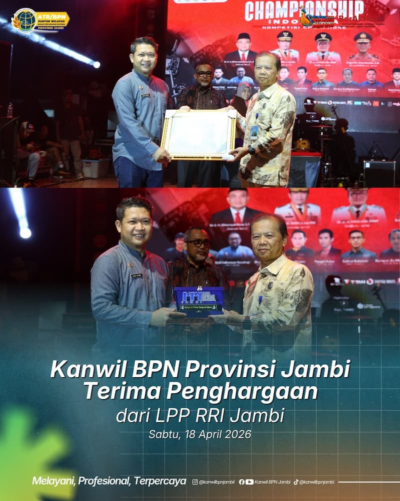 Bangga! Kanwil BPN Jambi Raih Penghargaan Sertipikasi Aset RRI